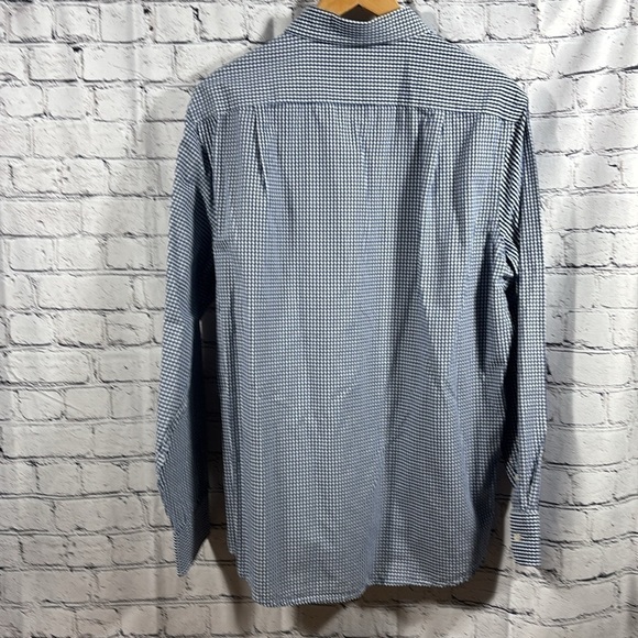 Men’s Izod Slim Fit Blue and White Check Button Down Shirt Size Large - Picture 2 of 8